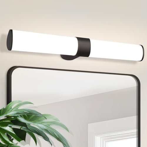 meoaow Spiegelleuchte Bad Led Wandlampe - 8W 40cm Badezimmer Spiegel Lampe Neutralweiße Lichtfarbe 4000K Wandleuchte Schwarz Badlampe Spiegelschrank Beleuchtung