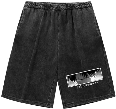 westtrend Anime Attack ON Titan Shorts Sommer Casual Shorts Klassische Stretch Kurze Hosen mit Taschen