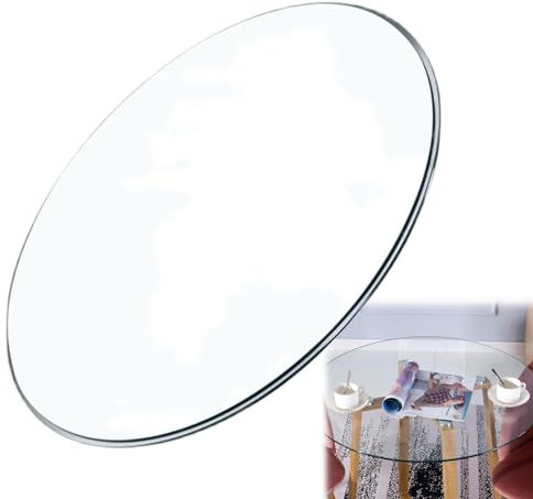 V3VOGUE Cristal Redondo Ø38-100cm Tablero De Mesa De Vidrio Templado para Mesas De Comedor, Redonda Mesa De Vidrio, Mesa De Cristal, Protector De Mesa Transparente, Bandeja De Vidrio(35cm)