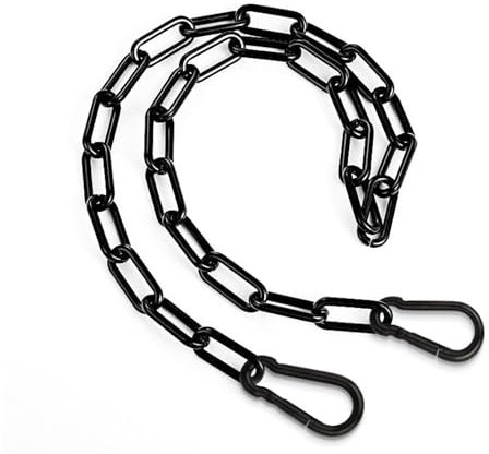 Gate Chain Lock, 1m/39.4 inch Chain Lock, Black Metal Chain with 2 Detachable Carabiners, Heavy Duty Stainless Steel Chain for Outdoor Fence, Cage, Gate Security Lock