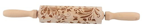 SHOWERORO Rodillo De Madera Diseño Floral Utensilio De Cocina Para Masa Pasteles Galletas y Pizza Herramienta De Horneado Para Uso Doméstico y Profesional