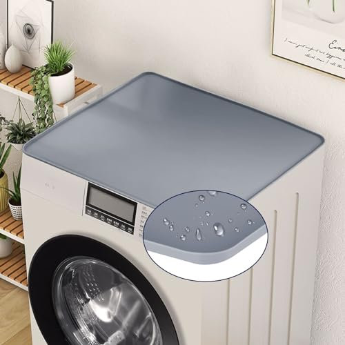 AUMAYCO Waschmaschinenauflage, 50 x 60cm Silikon Anti-Rutsch Waschmaschinen Auflage, Waschmaschine und Trockner Top Protector Matte, Grau Anti-Verschleiß Waschmaschine Matte für Haus Küche Waschküche