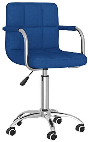 vidaXL Bürostuhl mit Rollen Drehbar Höhenverstellbar Chefsessel Drehstuhl Bürosessel Schreibtischstuhl Computerstuhl Büromöbel Stuhl Blau Stoff