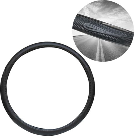ULTECHNOVO Lkw Lenkradbezug 42cm Schwarz aus Rutschfestem Kunstleder Atmungsaktiv Lenkradschutz für Nutzfahrzeuge