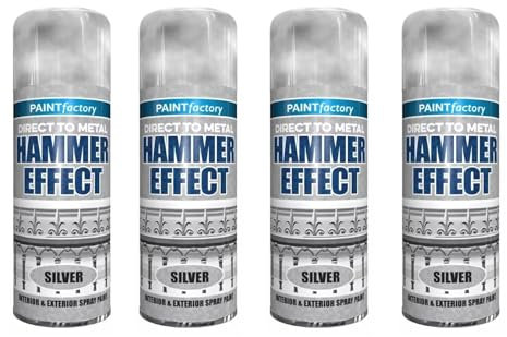 DIOXSTAR Hammer Effect Silver Spray Paint, Unique and Stylish Hammered Finish, Easy Application, Long-Lasting Protection, For Interior & Exterior Surfaces, 400ml (4 PCS)