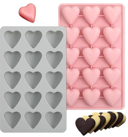 DAAIZIII 2 Stück Silikonform Herzen, Silikonform Pralinen, Schokoladenform Silikon Herz, Rosa