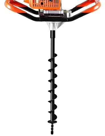LONGRUNNEW Garden Auger Drill, 2 Manual Fence Post Earth Auger Drill with Sharp Thick Blades,31.5 inch Soil Digger for Rapid Garden Planting Bulb, Seedling, Post Hole