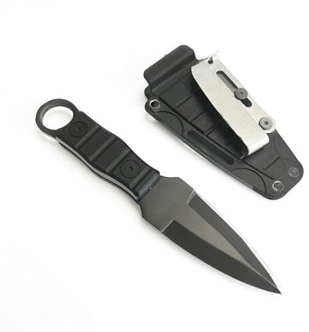 Asitanie Neck Knife Messer Outdoor 167mm Gürtelmesser Stiefelmesser Neckknife Mini EDC Campingmesser Edelstahl mit Kunststoffscheide für Outdoor-Abenteuer Wie Camping Wandern Und Angeln