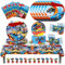 Set Festa Compleanno Tema Auto da Corsa 76 Pezzi Piatti Bicchieri Tovaglioli Tovaglia Topper Monouso Decorazione Tavola Bimbo Ragazzo Rally Macchinine Party Sportivo