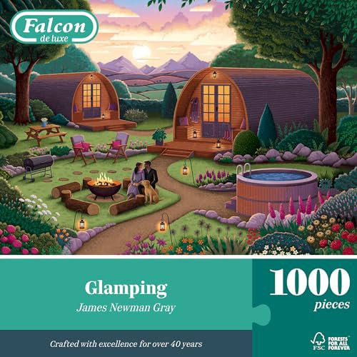 Falcon Glamping - 1000 Piece Jigsaw Puzzle for Adults - Beautifully Illustrated 1000Pc Adults Jigsaw Puzzle - Fun Activity for Home, Puzzles for Rainy Days, Birthday Jumbo