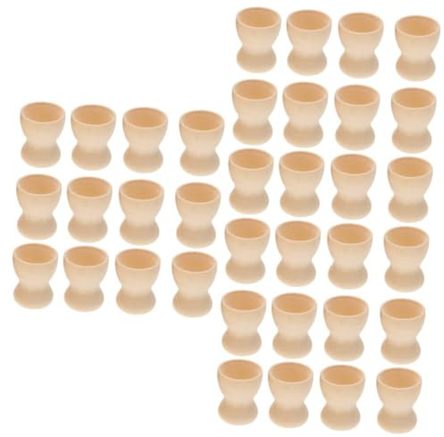 Warmhm 36pcs Easter Wooden Egg Cup Boy Girl's DIY Egg Cups Graffiti Holders Sturdy and Reusable Stands for Breakfast