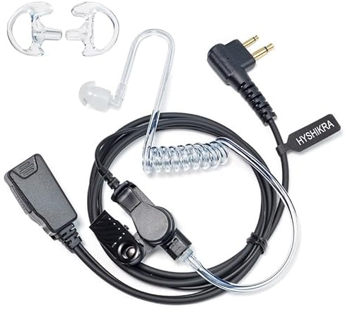 HYSHIKRA Talkie-walkie Oreillette avec Micro, 2 Pin avec PTT | Compatible avec Motorola DP1400 CP040 GP300 GP88 Oreillette Radio pour Garde du Corps de sécurité