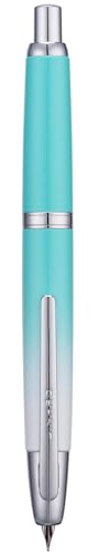 Jinhao 10 Press Fountain Pen with Box, Gradient Mint Green Retractable Medium Nib with Ink Converter Set (Silver Clip)