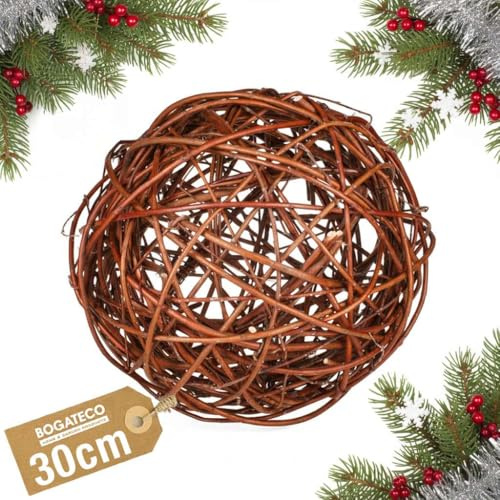BOGATECO Dekokugel 30 cm | Weidenkugel in 4 Größen | Weidenball Gartenkugel Deko-Kugel für Garten, Balkon und Terrasse