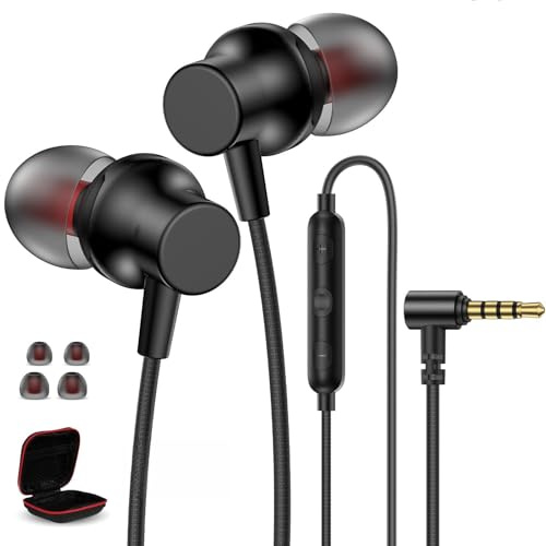 Écouteurs filaires de 3,5 mm pour ordinateur portable Chromebook, écouteurs à isolation phonique avec microphone pour iPhone 6 5S/iPad/Samsung A25 A15 A14, écouteurs à brancher pour Kindle Fire