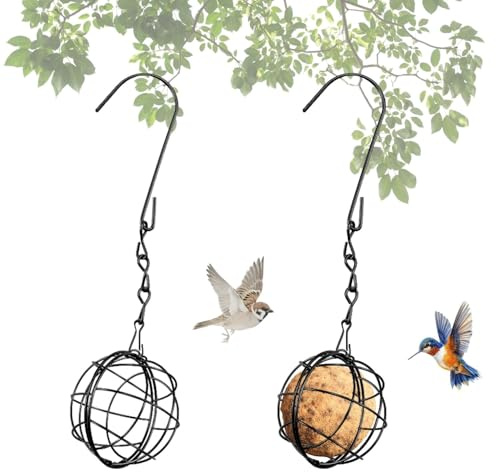 Meisenknödelhalter, 2 Stück Vogelfutterspender zum Aufhängen, Maisenknödelhalterung mit Klappdeckel, Futterspender Vögel für Wildvögel Garten, Spatzen