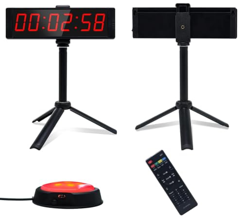 Temporizador de Gimnasio con botón cronómetro Digital con Soporte, Temporizador de LED Granda de 12/24 h Entrenamiento