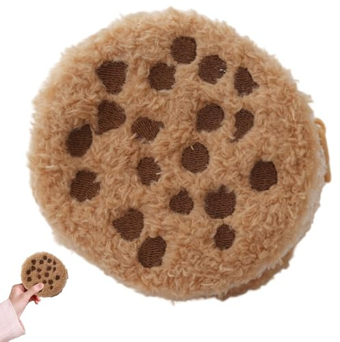 Keks-Geldbörse, Plüsch-Schokoladenchip-Geldbörse mit Reißverschluss, 10, 2 cm große Neuheitstasche für Mädchen, Geschenke und kleine Gegenstände