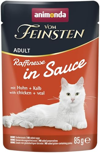 animonda Vom Feinsten Adult Katzenfutter in Gelee Huhn & Kalb (24 x 85 g) | Katzen Nassfutter mit Taurin und Vitamin D3, ohne Zusatz von Soja, Zucker und Konservierungsstoffen, 24 Portionsbeutel á 85g
