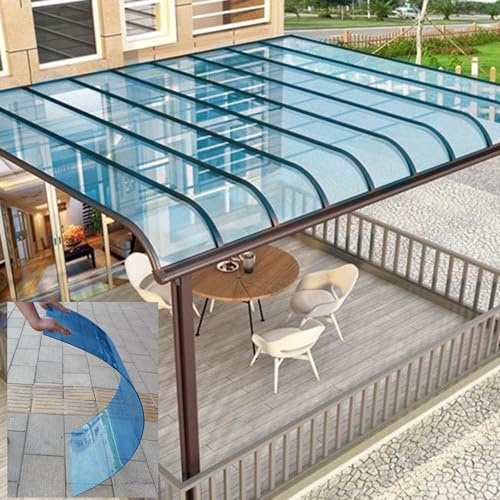 YVZYLXH Policarbonato Placas Transparente,2MM Placa Duradera PC,Planchas Revestimiento de Repuesto for Invernadero(Blauw,0.8x2m/2.62x6.6ft)