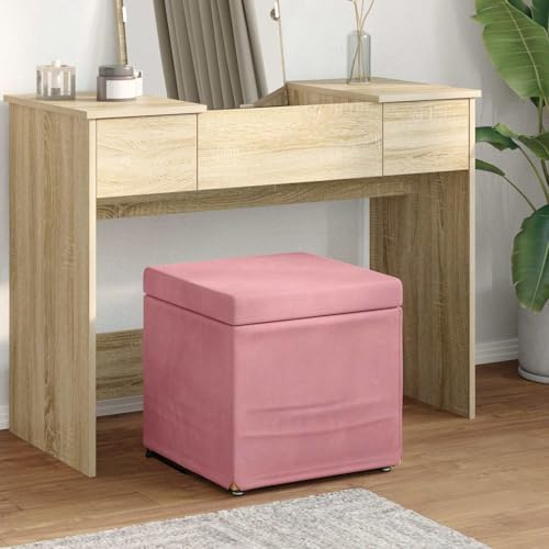 SooIarix Sgabello da bar in velluto rosa con legno ingegnerizzato, 41 x 41 x 40 cm, senza schienale, per interni