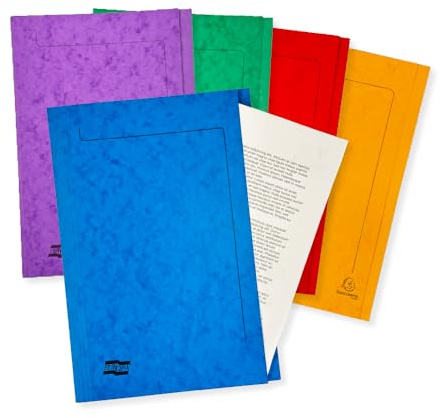 Exacompta - Ref 4820Z - Europa - Square Cut Folder, 265gsm Genuine Premium Pressboard, 240 x 30mm, Suitable for A4 Documents, FSC Certified - Assorted Colours, Pack of 50