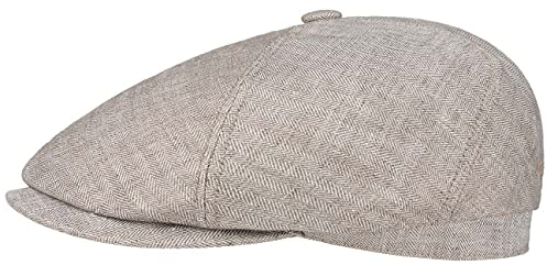 Stetson Brooklin Leinen Schirmmütze Damen/Herren - Sommercap mit Fischgratmuster - Leinenmütze Herringbone - Ballonmütze Frühjahr/Sommer beige L (58-59 cm)