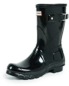 Hunter WOMENS ORIGINAL SHORT GLOSS - Stivali di gomma non imbottiti da donna, colore Nero, taglia EU 42