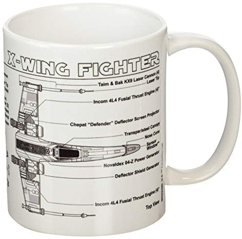 Star Wars X-Wing Fighter Sketch Unisex Tasse Standard Keramik 0,3 l Fan-Merch, Filme, 1 Stück (1er Pack)