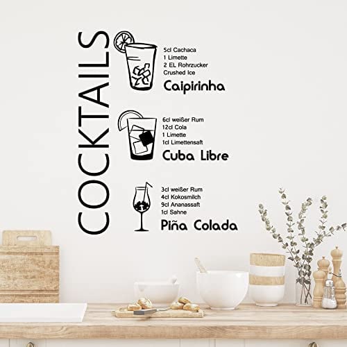 GRAZDesign Wandtattoo Cocktail Rezepte Küche Caipirinha | Küchenaufkleber selbstklebend - 49x40cm / 054 türkis