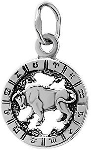 NKlaus 925 Sterlingsilber Kettenanhänger Horoskop Sternzeichen Stier Zodiak 6318