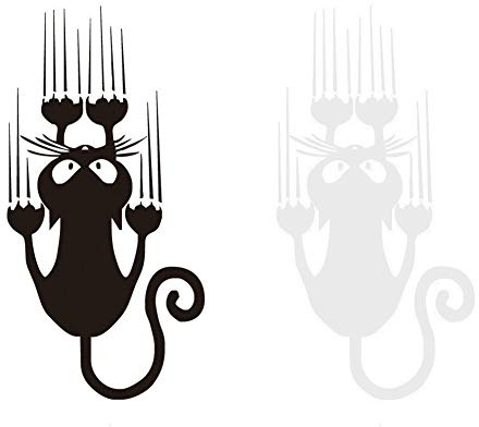 EQLEF Katze Autoufkleber, süße lustige Katze Kratzer kreative Vinyl Aufkleber Aufkleber - 2 Stück (Schwarz Weiß)