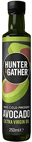 Hunter & Gather Aceite de Aguacate Extra Virgen | Prensado en Frio, Sin Refinar, Embotellado en Reino Unido | Versátil para Rociar, Freír y Sumergir | Libre de Azúcar, Gluten y Lácteos… (250)