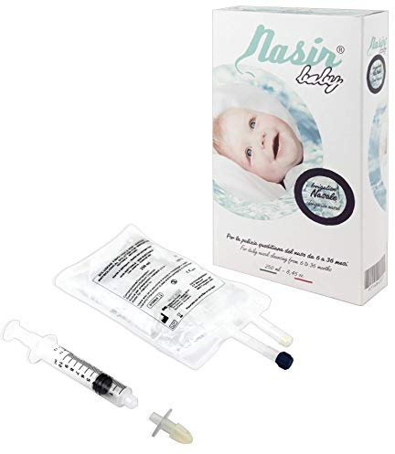 NASIR BABY® Kit lavaggio nasale. Soluzione fisiologica, siringa e ugello morbido per neonato e bambino per lavaggio nasale a flusso limitato