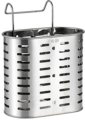 Weehey Utensilios de Cocina Secado Estante Porta Palillos Estante Organizador de Almacenamiento de vajilla de Acero Inoxidable Soporte con Ganchos 2 Compartimientos divididos Cubiertos Cubiertos
