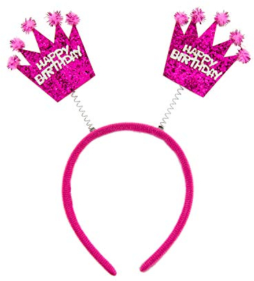 Oblique Unique® Haarreifen Happy Birthday Haarreif mit wackelnden Pailletten Kronen mit Glitzereffekt für Geburtstag Kindergeburtstag Mädchen in Pink