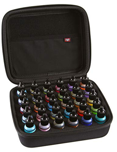 2TUFF Alcohol Ink Storage Case - Fits up to 30 Bottles - Paint Carry Case & Organizer with Foam Insert & Inner Storage Pocket