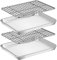 Umiten Baking Sheet & Rack Set [2 Sheet + 2 Rack], Stainless Steel Cookie Pan with Cooling Rack, Checkered Baking Sheet with Rack, Oven Safe Baking, Non Toxic, Heavy Duty, Easy Clean (9 x 7 x 1 inch)