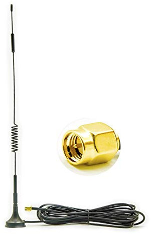 Vecys 4G/3G/2G Antenne SMA Mâle Adaptateur Amplificateur De Signal 7DBi Extérieure avec 3M RG174 Câble Base Magnétique pour Routeur LTE Modem