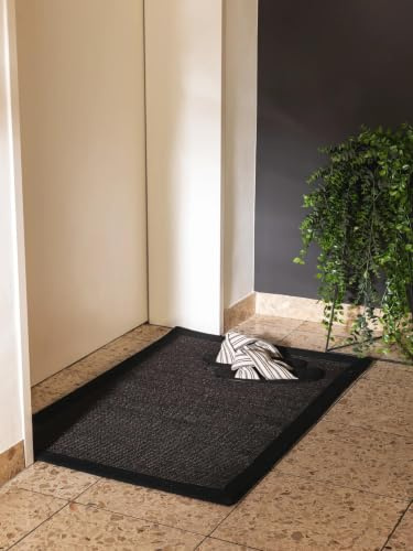 benuta Nest Sisal Naturfaser Teppich Sana - Schwarz 60x90 cm - Robuster Teppich für Esszimmer & Wohnzimmer - 100% Sisal Naturfaser - Zeitloses Design