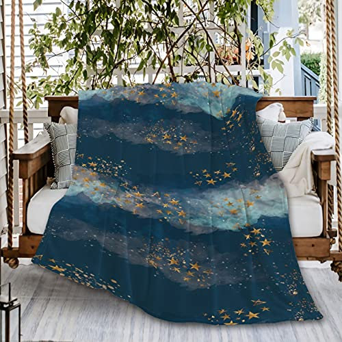 Golden Star Galaxy Blue Sky Muster Sofa Überwurf Decke Flanell Super Soft Fleece Tagesdecke Home Decor Ganzjahres für Bett Couch Wohnzimmer X-Small 101,6 x 76,2 cm Kleinkind/Haustier