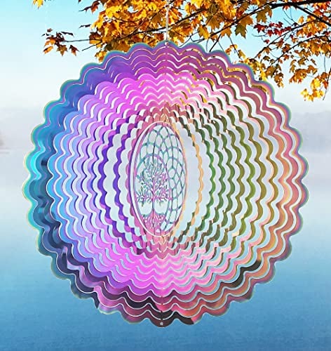 Moulin à Vent d'extérieur en métal Motif Arbre de Vie Mandala, décoration Mandala, pour Cour, Jardin, terrasse, Porche, Balcon, Piscine, Cour, Cadeau pour Femme, épouse