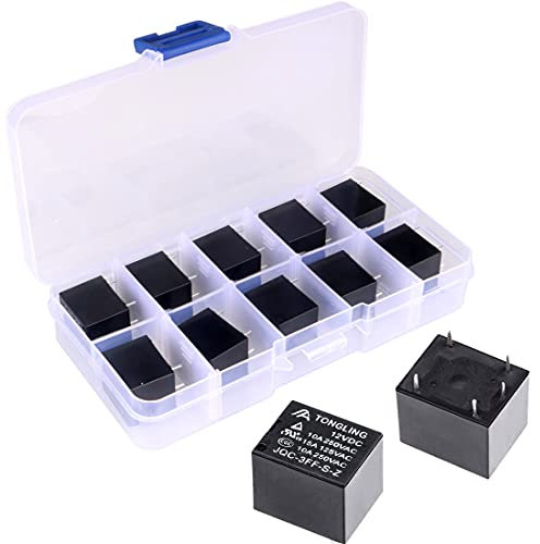 GUUZI 10 Piezas Relé de Potencia SPDT PCB Tipo DC 12V Bobina 5 Pines Mini Relé de Bobina de Potencia JQC-3F
