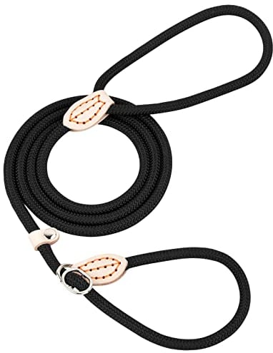 KYSUN Correa de Perro 1.5 m, Cuerda Ajustable de Nylon, Collar de Entrenamiento para Perros Pequeños y Medianos, Negro