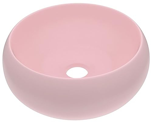 vidaXL Luxuriöses Waschbecken Rund Matt Rosa 40x15 cm Keramik