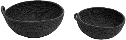 Premier Houseare Set of Two Jute Baskets/Round Storage Hamper Baskets For Gifts/Renewable Jute Bread Baskets/Sturdy Organic Charm Wicker Baskets/Jute Gift Basket Dimensions W24 x D24 x H9cm