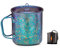 TiTo Titanium Cup Camping Tea Coffee Water Mug Ultralight Portable Cookware 450ml Foldable Handle Titanium Pot with Lid for Outdoor Backpacking Hiking Picnic Drinkware Open Fire (Bright Blue)