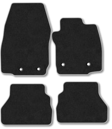 Ford B-Max (2015-2017) Carpet Car Mats | Grey Edge Trim Tailored Fit Floor Mats Full Coverage Protection Accessories Easy Clean Anti Slip Made in the UK