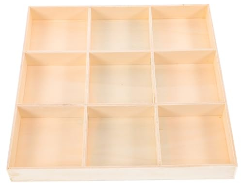 EXCEART Plateau à Bijoux en Bois Vintage, Organisateur avec 9 Compartiments pour Bagues et Colliers, Boîte de Rangement Cosmétique pour Bureau ou Commode