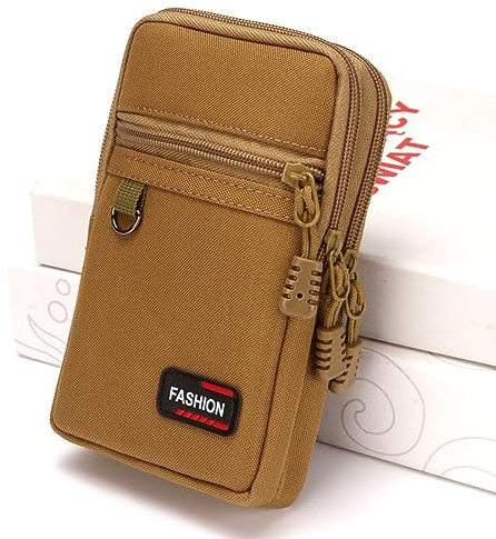 Handy Gürteltasche,Handy Gürteltasche aus Nylon,wasserdichte Bauchtasche,Handyholster,Handytasche Werkzeughalter,Gürteltasche Herren Taillentasche für Wandern,Camping,Rettung. (Khaki)